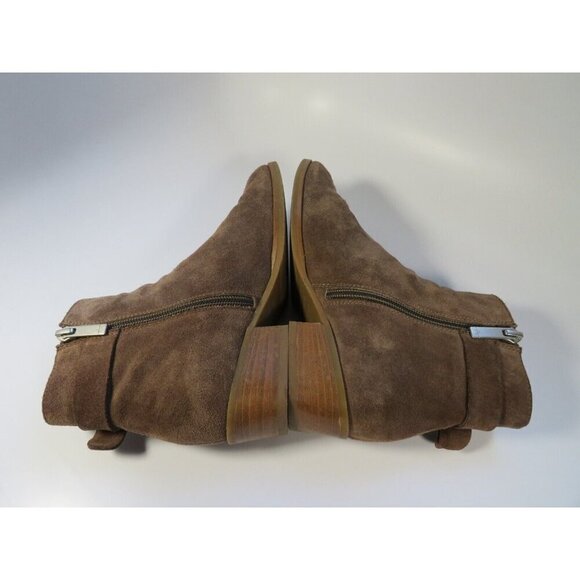 Aquatalia Brown Suede Buckle Boots Zip Ankle Boho Western Booties Women's 5M - Picture 11 of 13